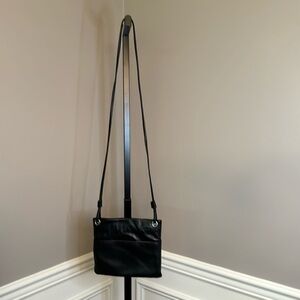 Margot black leather Crossbody with silver hardware